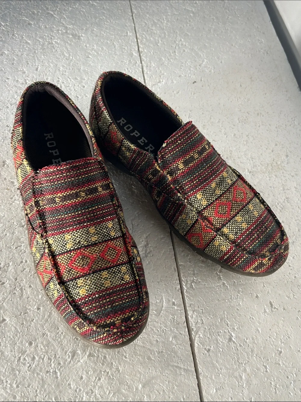 Roper SZ Mens 7.5 or Womens 9 Johnnie Southwestern Driving Moccasins Western